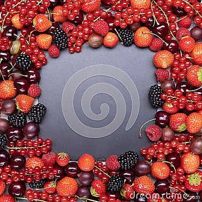 Berries upstairs closeup of colorful assorted mix Stock Photo