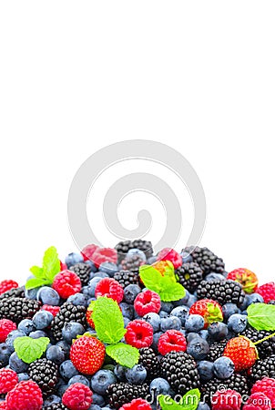 Berries. Various colorful berries background. Strawberry, raspberry, blackberry, blueberry closeup Stock Photo