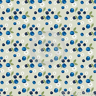 berries vector background illustration. blueberry, bilberry image. abstract decorative vintage motif. seamless pattern on gray ba Vector Illustration