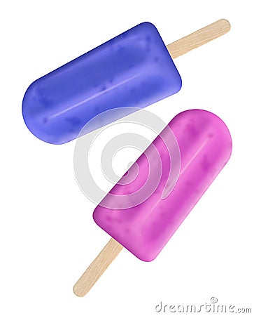 Berry cream popsicles isolated Stock Photo