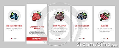 Berry Delicious And Vitamin Food Onboarding Icons Set Vector Stock Photo