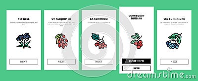 Berry Delicious And Vitamin Food Onboarding Icons Set Vector Vector Illustration