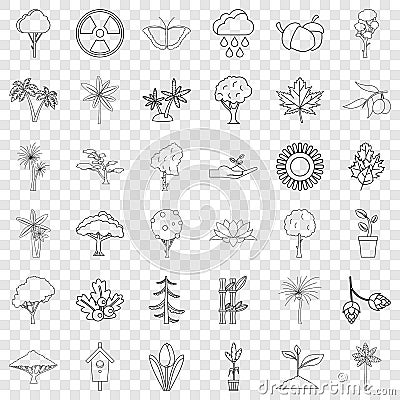 Berry icons set, outline style Vector Illustration