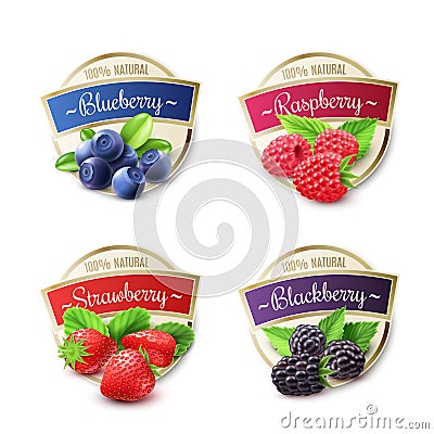 Berry Labels Set Vector Illustration