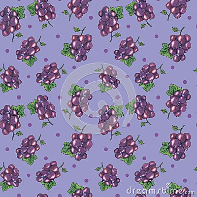 Berry print. Seamless pattern in blue and lilac tones. Currant berries on a blue background. Vector. Vector Illustration