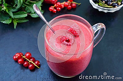 Berry smoothies in a glass mug Stock Photo