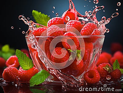 Berry splash, aromatic tea made from fresh berries with mint.. Generated by AI. Stock Photo