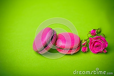 Berry spring color macaroons food background Stock Photo