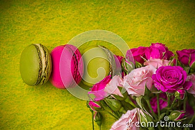 Berry spring color macaroons food background Stock Photo