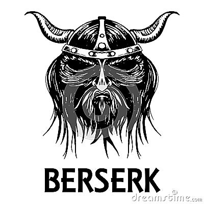 Berserk or berserker warrior head vector icon Vector Illustration