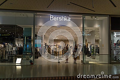 Bershka store entrance sign logo at Alegro shopping center. Editorial Stock Photo