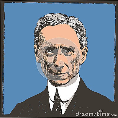 Bertrand Russell portrait in line art illustration Vector Illustration