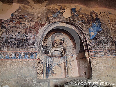 Bertubani David Gareja cave church fresco Stock Photo