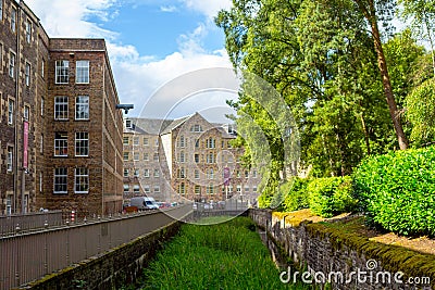 View of New Lanark Heritage Site, Lanarkshire in Scotland, United Kingdom, Europe. Editorial Stock Photo