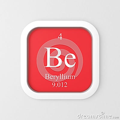 Beryllium symbol on red rounded square Stock Photo