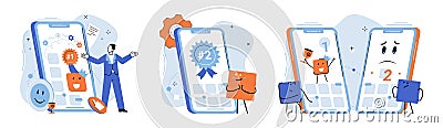 Bes app metaphor. Application score, scoring system that quantifies applications prowess Best application, badge Vector Illustration