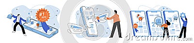 Bes app metaphor. Application score, yardstick to gauge performance of application Best application, title earned Vector Illustration