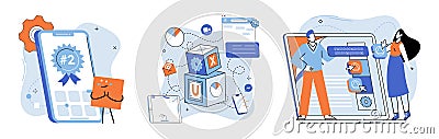 Bes app metaphor. Best application, mark of excellence in software development Winner app, front-runner in its field Vector Illustration