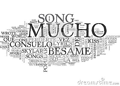 Besame Mucho Guitar Chords And Lyrics Word Cloud Stock Photo