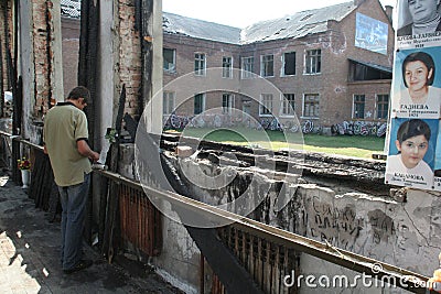 Beslan school memorial, where terrorist attack was in 2004 Editorial Stock Photo