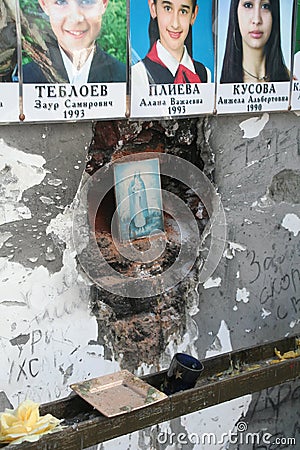 Beslan school memorial, where terrorist attack was in 2004 Editorial Stock Photo