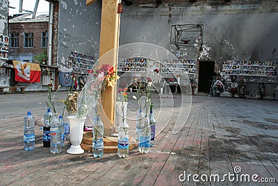 Beslan school memorial, where terrorist attack was in 2004 Editorial Stock Photo