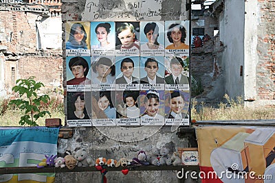 Beslan school memorial, where terrorist attack was in 2004 Editorial Stock Photo