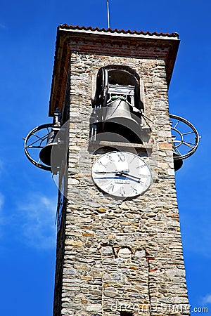 Besnate old wall and church tower bell sunny day Stock Photo
