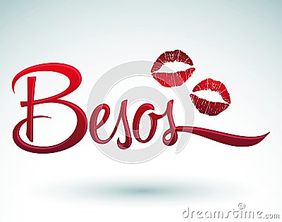 Besos - Kisses spanish text Vector Illustration