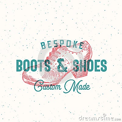 Bespoke Boots and Shoes Retro Vector Sign, Symbol or Logo Template. Women Shoe Illustration and Vintage Typography Vector Illustration