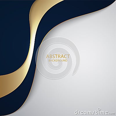 Dark blue with elegant gold lines abstract background Stock Photo