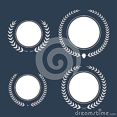 Best award Vector award laurel wreath set. Winner label, leaf symbol victory, triumph and success illustration. Vector Illustration