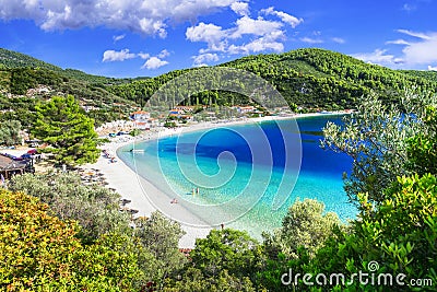 Best beaches of Skopelos island - Panormos. Sporades islands of Greece Stock Photo