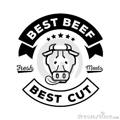 Best beef logo with cow stick out tongue illustration Vector Illustration