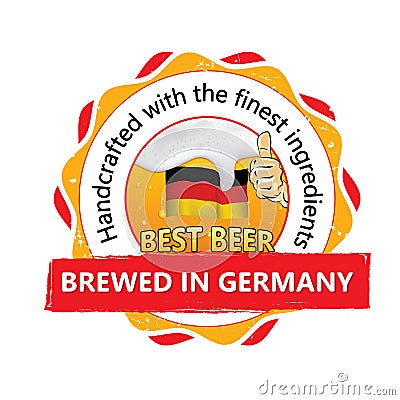 Best beer, brewed in Germany stamp for print Vector Illustration