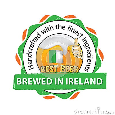 Best beer, brewed in Ireland stamp for print Vector Illustration