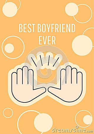 Best boyfriend ever greeting card with color icon element Vector Illustration