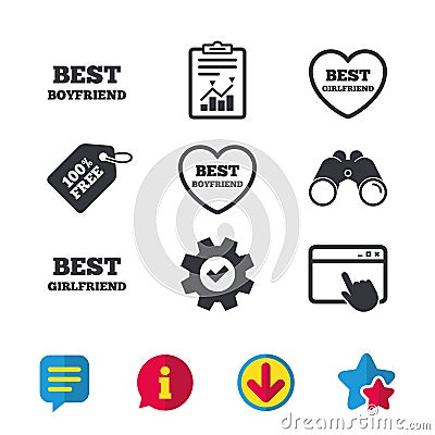 Best boyfriend and girlfriend icons. Vector Illustration