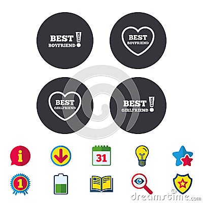 Best boyfriend and girlfriend icons. Vector Illustration