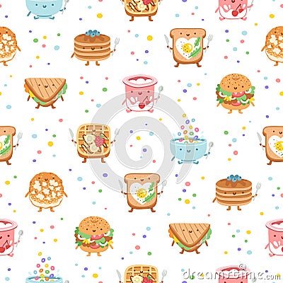 Best breakfast ever seamless pattern Vector Illustration