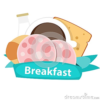 Best Breakfast Icon Background in Modern Flat Style Vector Illus Vector Illustration