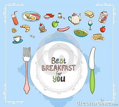 Best Breakfast For You Vector Illustration