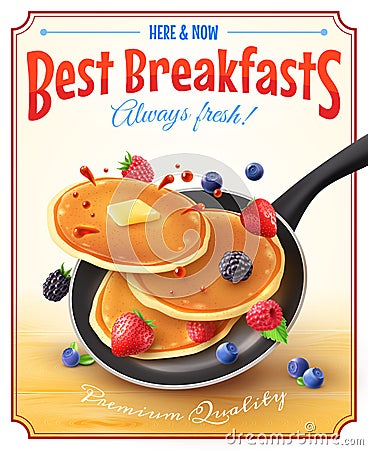 Best Breakfasts Vintage Advertisement Poster Vector Illustration