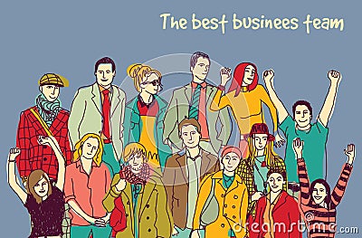 Best business team group happy color people. Vector Illustration