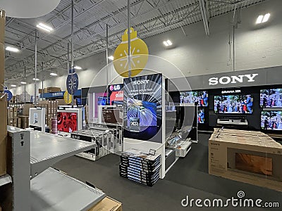 Best Buy retail electronics store interior Sony TV area Editorial Stock Photo