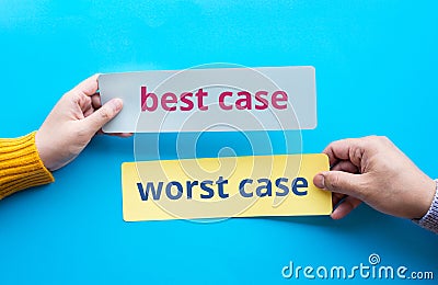 Best case and worst case for decision concepts.analysis and direction Stock Photo
