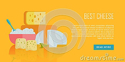 Best cheese banner. Natural Farm Food. Vector Illustration