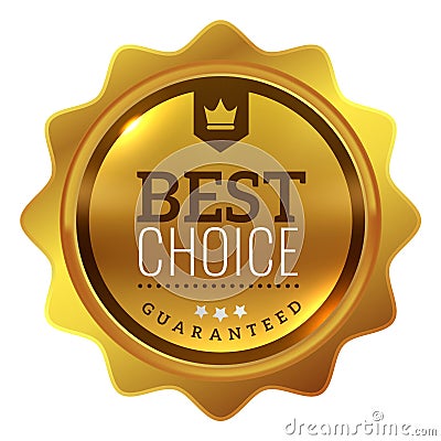 Best choice award label. Golden quality mark Vector Illustration