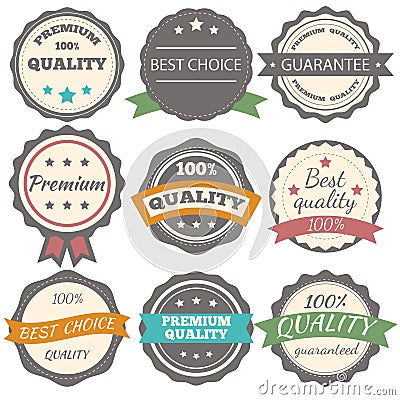 Best choice, guarantee and premium quality vector vintage badges Vector Illustration