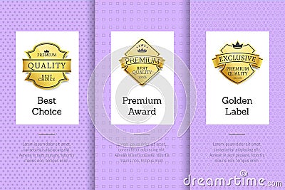 Best Choice Premium Award Golden Label, Guarantee Vector Illustration